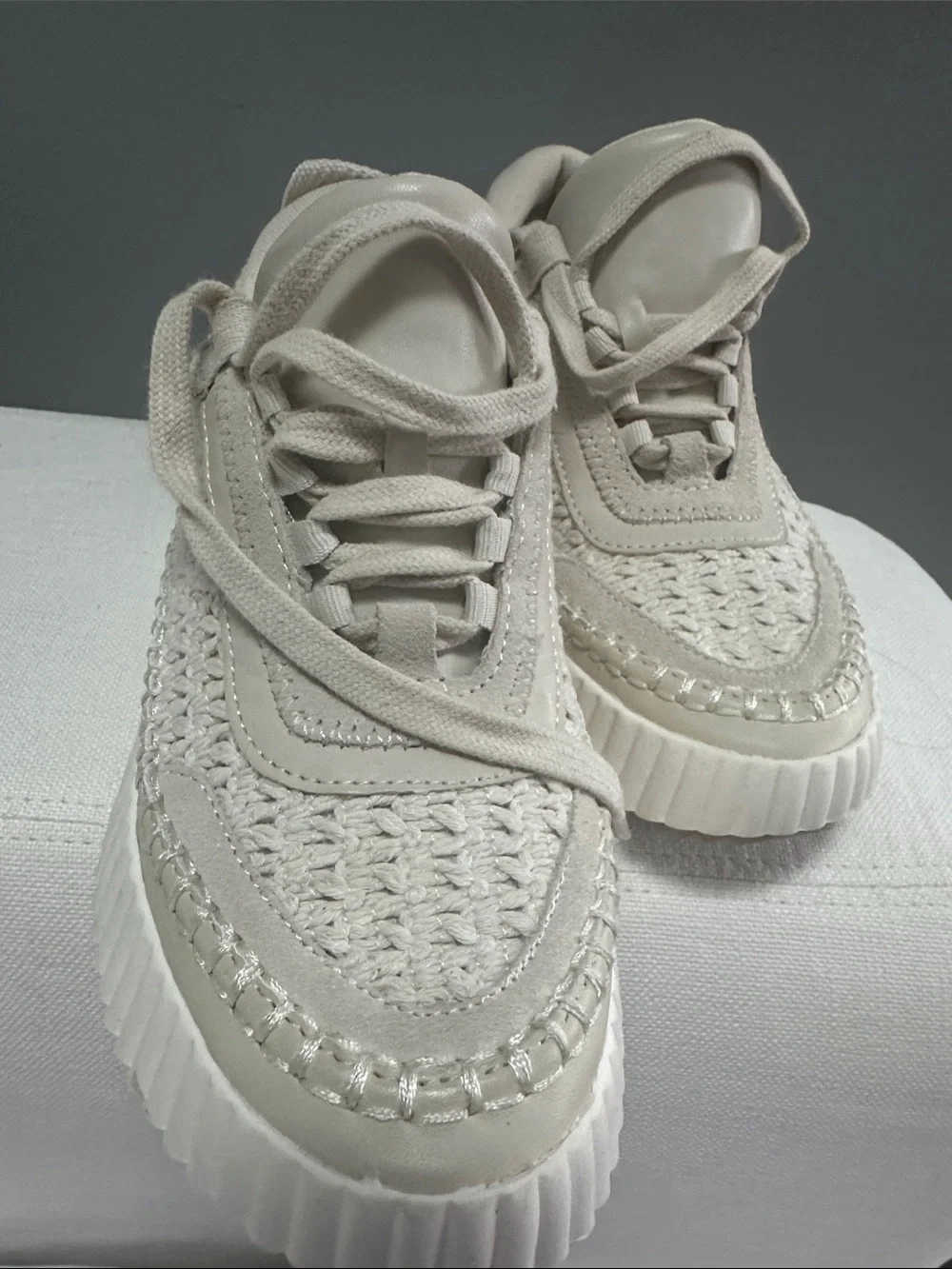 Dolce Vita Cream Woven Platform Sneakers